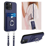 Capa para telemóvel com porta-cartões e anel de corda R20 Crossbody, Para iPhone 14 Plus, Para iPhone 14, Para iPhone 14 Pro, Para iPhone 14 Pro Max, Para iPhone SE 2022 / SE 2020 / 8, Para iPhone 13 Pro Max, Para iPhone 13 Pro, Para iPhone 13