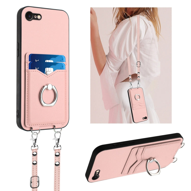 Capa para telemóvel com porta-cartões e anel de corda R20 Crossbody, Para iPhone 14 Plus, Para iPhone 14, Para iPhone 14 Pro, Para iPhone 14 Pro Max, Para iPhone SE 2022 / SE 2020 / 8, Para iPhone 13 Pro Max, Para iPhone 13 Pro, Para iPhone 13