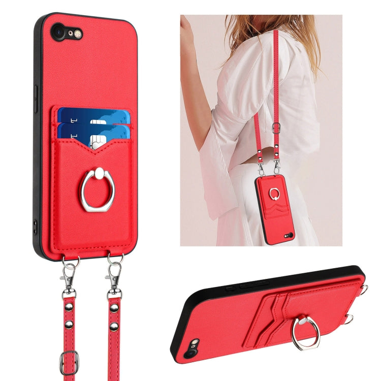 Capa para telemóvel com porta-cartões e anel de corda R20 Crossbody, Para iPhone 14 Plus, Para iPhone 14, Para iPhone 14 Pro, Para iPhone 14 Pro Max, Para iPhone SE 2022 / SE 2020 / 8, Para iPhone 13 Pro Max, Para iPhone 13 Pro, Para iPhone 13
