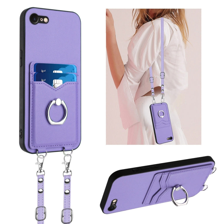 Capa para telemóvel com porta-cartões e anel de corda R20 Crossbody, Para iPhone 14 Plus, Para iPhone 14, Para iPhone 14 Pro, Para iPhone 14 Pro Max, Para iPhone SE 2022 / SE 2020 / 8, Para iPhone 13 Pro Max, Para iPhone 13 Pro, Para iPhone 13