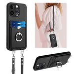 Capa para telemóvel com porta-cartões e anel de corda R20 Crossbody, Para iPhone 14 Plus, Para iPhone 14, Para iPhone 14 Pro, Para iPhone 14 Pro Max, Para iPhone SE 2022 / SE 2020 / 8, Para iPhone 13 Pro Max, Para iPhone 13 Pro, Para iPhone 13