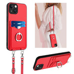 Capa para telemóvel com porta-cartões e anel de corda R20 Crossbody, Para iPhone 14 Plus, Para iPhone 14, Para iPhone 14 Pro, Para iPhone 14 Pro Max, Para iPhone SE 2022 / SE 2020 / 8, Para iPhone 13 Pro Max, Para iPhone 13 Pro, Para iPhone 13