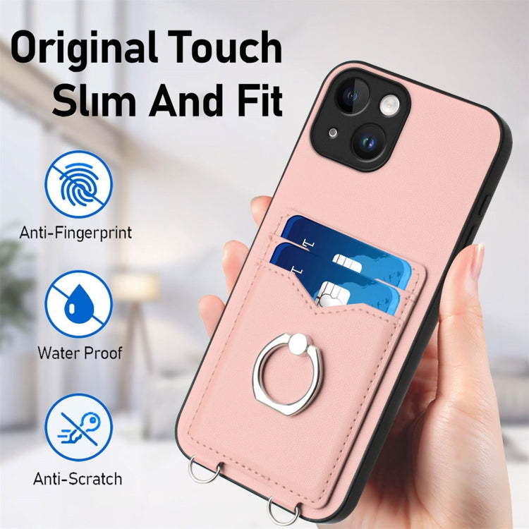 Capa para telemóvel com porta-cartões e anel de corda R20 Crossbody, Para iPhone 13 mini, Para iPhone 12, Para iPhone 12 Pro Max, Para iPhone 12 Pro, Para iPhone 12 mini, Para iPhone 11 Pro Max, Para iPhone 11, Para iPhone 11 Pro