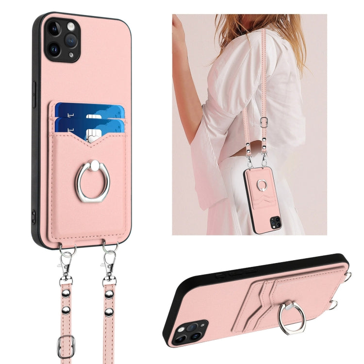 Capa para telemóvel com porta-cartões e anel de corda R20 Crossbody, Para iPhone 13 mini, Para iPhone 12, Para iPhone 12 Pro Max, Para iPhone 12 Pro, Para iPhone 12 mini, Para iPhone 11 Pro Max, Para iPhone 11, Para iPhone 11 Pro