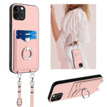 Capa para telemóvel com porta-cartões e anel de corda R20 Crossbody, Para iPhone 13 mini, Para iPhone 12, Para iPhone 12 Pro Max, Para iPhone 12 Pro, Para iPhone 12 mini, Para iPhone 11 Pro Max, Para iPhone 11, Para iPhone 11 Pro