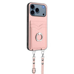 Capa para Telemóvel com Suporte de Anel Porta-Cartões R20 com Cordão Transversal, Para iPhone 17 Pro Max, Para iPhone 17 Pro, Para iPhone 17, Para iPhone Air, Para iPhone 15 Pro Max, Para iPhone 15 Pro, Para iPhone 15 Plus, Para iPhone 15