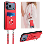 Capa para Telemóvel com Suporte de Anel Porta-Cartões R20 com Cordão Transversal, Para iPhone 17 Pro Max, Para iPhone 17 Pro, Para iPhone 17, Para iPhone Air, Para iPhone 15 Pro Max, Para iPhone 15 Pro, Para iPhone 15 Plus, Para iPhone 15