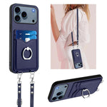 Capa para Telemóvel com Suporte de Anel Porta-Cartões R20 com Cordão Transversal, Para iPhone 17 Pro Max, Para iPhone 17 Pro, Para iPhone 17, Para iPhone Air, Para iPhone 15 Pro Max, Para iPhone 15 Pro, Para iPhone 15 Plus, Para iPhone 15