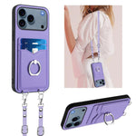 Capa para Telemóvel com Suporte de Anel Porta-Cartões R20 com Cordão Transversal, Para iPhone 17 Pro Max, Para iPhone 17 Pro, Para iPhone 17, Para iPhone Air, Para iPhone 15 Pro Max, Para iPhone 15 Pro, Para iPhone 15 Plus, Para iPhone 15