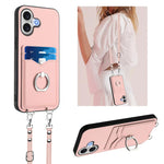 Capa para Telemóvel com Suporte de Anel Porta-Cartões R20 com Cordão Transversal, Para iPhone 17 Pro Max, Para iPhone 17 Pro, Para iPhone 17, Para iPhone Air, Para iPhone 15 Pro Max, Para iPhone 15 Pro, Para iPhone 15 Plus, Para iPhone 15