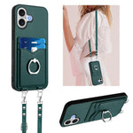 Capa para Telemóvel com Suporte de Anel Porta-Cartões R20 com Cordão Transversal, Para iPhone 17 Pro Max, Para iPhone 17 Pro, Para iPhone 17, Para iPhone Air, Para iPhone 15 Pro Max, Para iPhone 15 Pro, Para iPhone 15 Plus, Para iPhone 15