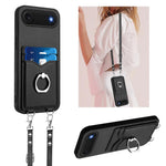 Capa para Telemóvel com Suporte de Anel Porta-Cartões R20 com Cordão Transversal, Para iPhone 17 Pro Max, Para iPhone 17 Pro, Para iPhone 17, Para iPhone Air, Para iPhone 15 Pro Max, Para iPhone 15 Pro, Para iPhone 15 Plus, Para iPhone 15