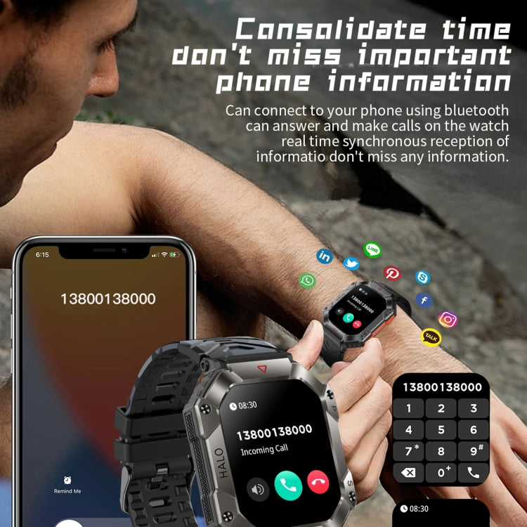 KR80 Smartwatch Desportivo 2,0 polegadas BT5.1 IP67, Suporta Chamadas Bluetooth / Sono / Oxigénio no Sangue / Frequência Cardíaca / Pressão Arterial
