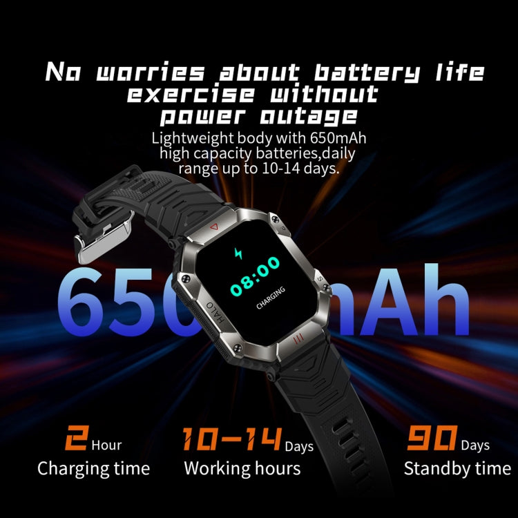 KR80 Smartwatch Desportivo 2,0 polegadas BT5.1 IP67, Suporta Chamadas Bluetooth / Sono / Oxigénio no Sangue / Frequência Cardíaca / Pressão Arterial