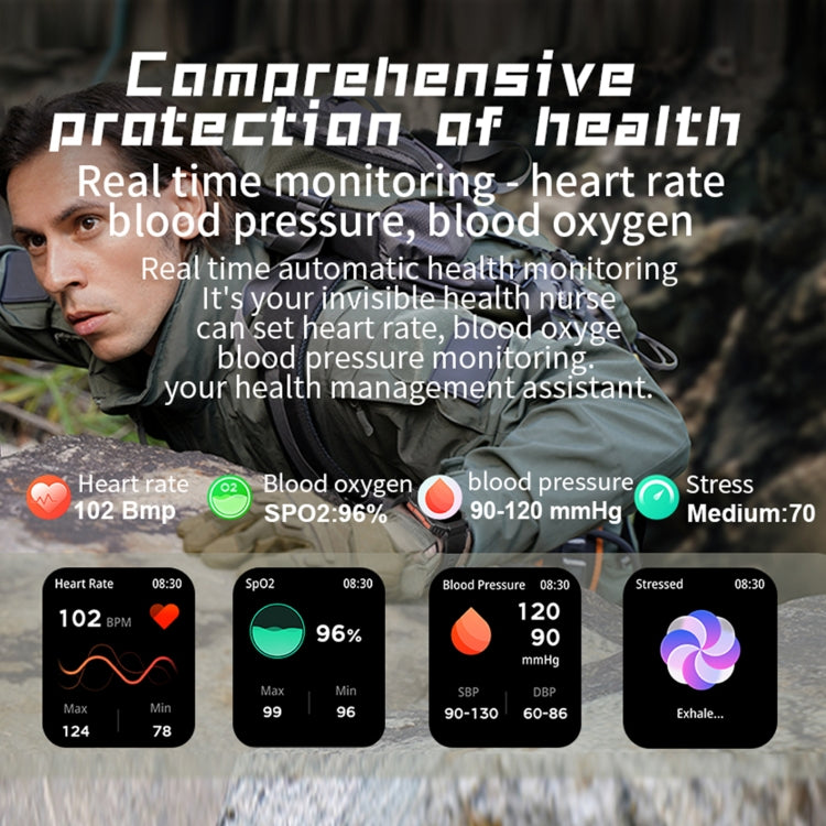 KR80 Smartwatch Desportivo 2,0 polegadas BT5.1 IP67, Suporta Chamadas Bluetooth / Sono / Oxigénio no Sangue / Frequência Cardíaca / Pressão Arterial