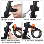 Cadeado portátil anti-roubo para bicicleta com cabo de aço e estrutura de bloqueio, estilo A 100cm preto, estilo A 120cm preto, estilo B 100cm preto, estilo B 120cm preto, estilo B 150cm preto