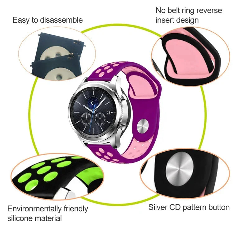 Correia de Substituição de Silicone Bicolor 22mm para Smasung Gear S4 Active