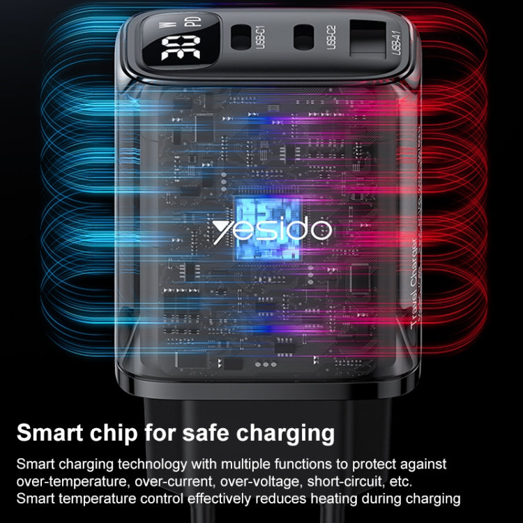 Yesido YC69 Carregador Digital USB 30W + Duplo USB-C / Type-C, Especificação: Ficha UE, YC69