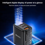 Yesido YC69 Carregador Digital USB 30W + Duplo USB-C / Type-C, Especificação: Ficha UE, YC69