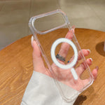 Capa transparente magnética MagSafe em acrílico TPU com orifício grande para câmara, Para iPhone 17 Pro Max, Para iPhone 17 Pro, Para iPhone 17, Para iPhone Air, Para iPhone 16 Pro Max, Para iPhone 16 Pro, Para iPhone 16 Plus, Para iPhone 16