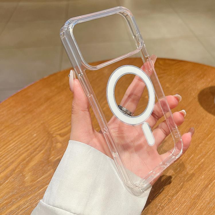 Capa transparente magnética MagSafe em acrílico TPU com orifício grande para câmara, Para iPhone 17 Pro Max, Para iPhone 17 Pro, Para iPhone 17, Para iPhone Air, Para iPhone 16 Pro Max, Para iPhone 16 Pro, Para iPhone 16 Plus, Para iPhone 16