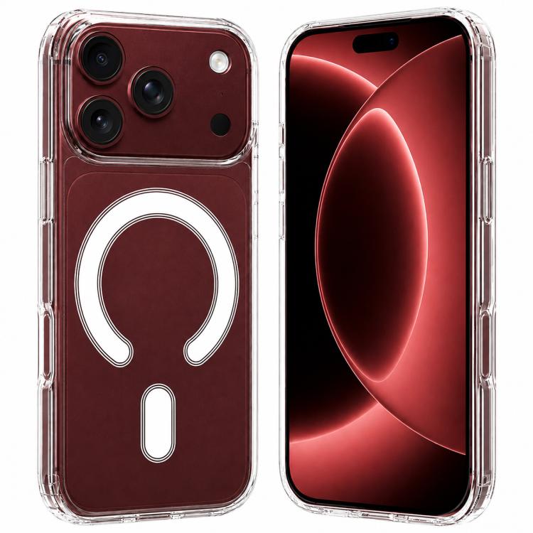 Capa transparente magnética MagSafe em acrílico TPU com orifício grande para câmara, Para iPhone 17 Pro Max, Para iPhone 17 Pro, Para iPhone 17, Para iPhone Air, Para iPhone 16 Pro Max, Para iPhone 16 Pro, Para iPhone 16 Plus, Para iPhone 16