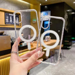 Capa transparente magnética MagSafe em acrílico TPU com orifício grande para câmara, Para iPhone 17 Pro Max, Para iPhone 17 Pro, Para iPhone 17, Para iPhone Air, Para iPhone 16 Pro Max, Para iPhone 16 Pro, Para iPhone 16 Plus, Para iPhone 16