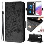 Capa de telemóvel em pele com relevo de rosa e proteção RFID anti-roubo, Para iPhone 11 Pro Max, Para iPhone 11, Para iPhone 11 Pro, Para iPhone XS / X, Para iPhone XR, Para iPhone XS Max, Para iPhone 8 Plus / 7 Plus