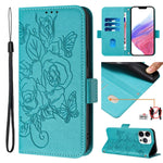 Capa para telemóvel em pele anti-roubo RFID com rosa em relevo, Para iPhone 17 Pro Max, Para iPhone 17 Pro, Para iPhone 17, Para iPhone Air, Para iPhone SE 2024, Para iPhone 16 Pro Max, Para iPhone 16 Pro, Para iPhone 16 Plus