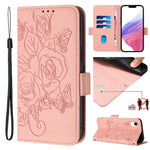 Capa de telemóvel em pele com relevo de rosa e proteção RFID anti-roubo, Para iPhone 11 Pro Max, Para iPhone 11, Para iPhone 11 Pro, Para iPhone XS / X, Para iPhone XR, Para iPhone XS Max, Para iPhone 8 Plus / 7 Plus