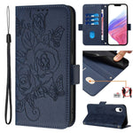 Capa de telemóvel em pele com relevo de rosa e proteção RFID anti-roubo, Para iPhone 11 Pro Max, Para iPhone 11, Para iPhone 11 Pro, Para iPhone XS / X, Para iPhone XR, Para iPhone XS Max, Para iPhone 8 Plus / 7 Plus