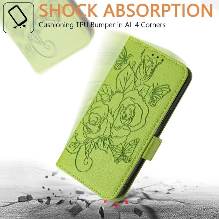 Capa para telemóvel em pele anti-roubo RFID com rosa em relevo, Para iPhone 17 Pro Max, Para iPhone 17 Pro, Para iPhone 17, Para iPhone Air, Para iPhone SE 2024, Para iPhone 16 Pro Max, Para iPhone 16 Pro, Para iPhone 16 Plus