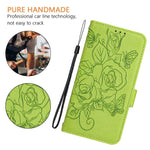 Capa para telemóvel em pele anti-roubo RFID com rosa em relevo, Para iPhone 17 Pro Max, Para iPhone 17 Pro, Para iPhone 17, Para iPhone Air, Para iPhone SE 2024, Para iPhone 16 Pro Max, Para iPhone 16 Pro, Para iPhone 16 Plus