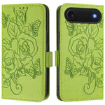 Capa para telemóvel em pele anti-roubo RFID com rosa em relevo, Para iPhone 17 Pro Max, Para iPhone 17 Pro, Para iPhone 17, Para iPhone Air, Para iPhone SE 2024, Para iPhone 16 Pro Max, Para iPhone 16 Pro, Para iPhone 16 Plus