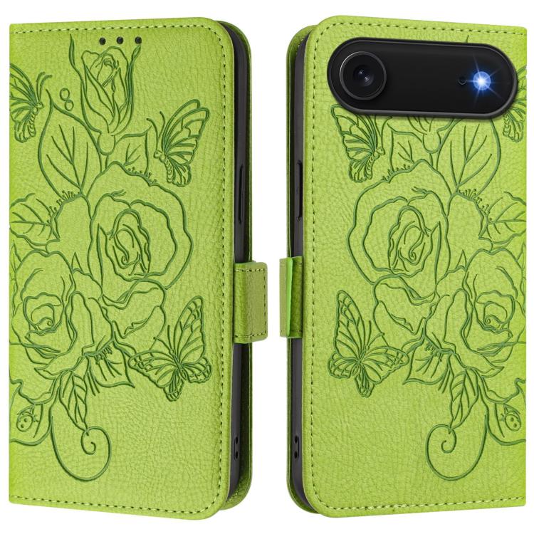 Capa para telemóvel em pele anti-roubo RFID com rosa em relevo, Para iPhone 17 Pro Max, Para iPhone 17 Pro, Para iPhone 17, Para iPhone Air, Para iPhone SE 2024, Para iPhone 16 Pro Max, Para iPhone 16 Pro, Para iPhone 16 Plus