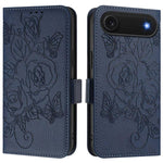 Capa para telemóvel em pele anti-roubo RFID com rosa em relevo, Para iPhone 17 Pro Max, Para iPhone 17 Pro, Para iPhone 17, Para iPhone Air, Para iPhone SE 2024, Para iPhone 16 Pro Max, Para iPhone 16 Pro, Para iPhone 16 Plus