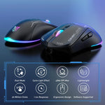 Rato ONIKUMA CW917 RGB 4800DPI Modo Duplo Com Fio + Sem Fios 2.4GHz, CW917 (Preto), CW917 (Branco)