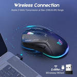 Rato ONIKUMA CW917 RGB 4800DPI Modo Duplo Com Fio + Sem Fios 2.4GHz, CW917 (Preto), CW917 (Branco)