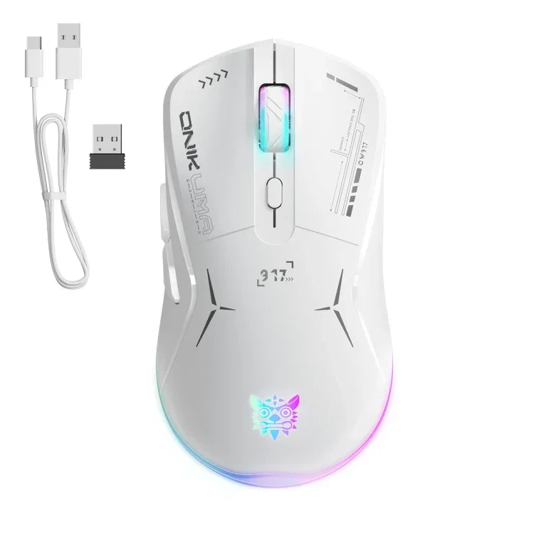 Rato ONIKUMA CW917 RGB 4800DPI Modo Duplo Com Fio + Sem Fios 2.4GHz, CW917 (Preto), CW917 (Branco)