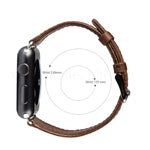 Pulseira de Substituição em Pele Genuína com Textura Retro Crazy Horse e Cauda Redonda, Para Apple Watch 5 & 4 44mm / 3 & 2 & 1 42mm, Para Apple Watch Series 7 41mm / 6 & SE & 5 & 4 40mm / 3 & 2 & 1 38mm