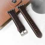 Pulseira de Substituição em Pele Genuína com Textura Retro Crazy Horse e Cauda Redonda, Para Apple Watch 5 & 4 44mm / 3 & 2 & 1 42mm, Para Apple Watch Series 7 41mm / 6 & SE & 5 & 4 40mm / 3 & 2 & 1 38mm