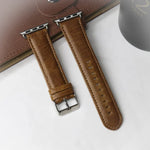 Pulseira de Substituição em Pele Genuína com Textura Retro Crazy Horse e Cauda Redonda, Para Apple Watch 5 & 4 44mm / 3 & 2 & 1 42mm, Para Apple Watch Series 7 41mm / 6 & SE & 5 & 4 40mm / 3 & 2 & 1 38mm