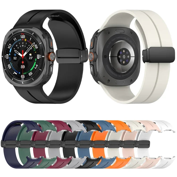 Pulseira de Relógio em Silicone com Fivela Dobradiça Magnética, para Samsung Galaxy Watch Ultra 47mm / Ultra 2025