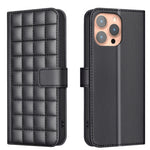Capa para telemóvel em pele com textura quadrada, Para iPhone 17e / 16e, Para iPhone 17 Pro Max, Para iPhone 16 Pro Max, Para iPhone 16 Pro, Para iPhone 16 Plus, Para iPhone 16, Para iPhone 15 Pro Max, Para iPhone 15 Pro
