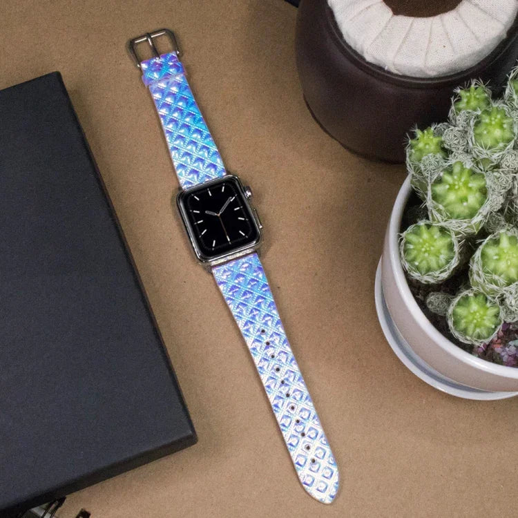 Bracelete de Substituição com Textura de Escama de Peixe Brilhante Descolorida, Para Apple Watch 5 & 4 40mm / 3 & 2 & 1 38mm, Para Apple Watch 5 & 4 44mm / 3 & 2 & 1 42mm