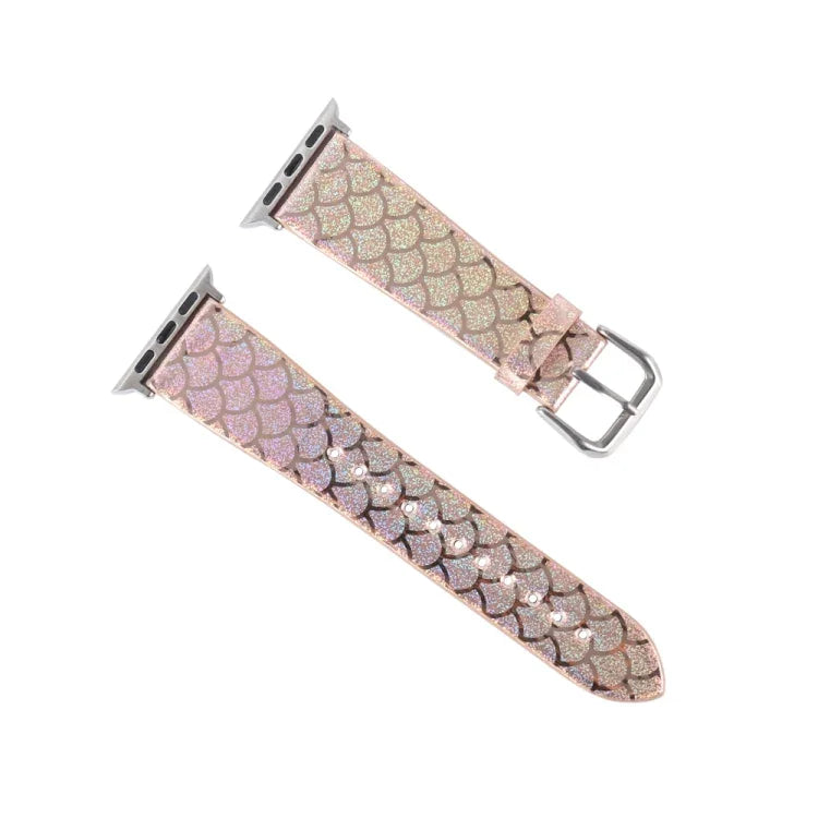 Bracelete de Substituição com Textura de Escama de Peixe Brilhante Descolorida, Para Apple Watch 5 & 4 40mm / 3 & 2 & 1 38mm, Para Apple Watch 5 & 4 44mm / 3 & 2 & 1 42mm