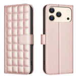 Capa para telemóvel em pele com textura quadrada, Para iPhone 17e / 16e, Para iPhone 17 Pro Max, Para iPhone 16 Pro Max, Para iPhone 16 Pro, Para iPhone 16 Plus, Para iPhone 16, Para iPhone 15 Pro Max, Para iPhone 15 Pro