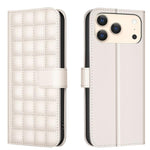 Capa para telemóvel em pele com textura quadrada, Para iPhone 17e / 16e, Para iPhone 17 Pro Max, Para iPhone 16 Pro Max, Para iPhone 16 Pro, Para iPhone 16 Plus, Para iPhone 16, Para iPhone 15 Pro Max, Para iPhone 15 Pro