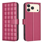 Capa para telemóvel em pele com textura quadrada, Para iPhone 17e / 16e, Para iPhone 17 Pro Max, Para iPhone 16 Pro Max, Para iPhone 16 Pro, Para iPhone 16 Plus, Para iPhone 16, Para iPhone 15 Pro Max, Para iPhone 15 Pro