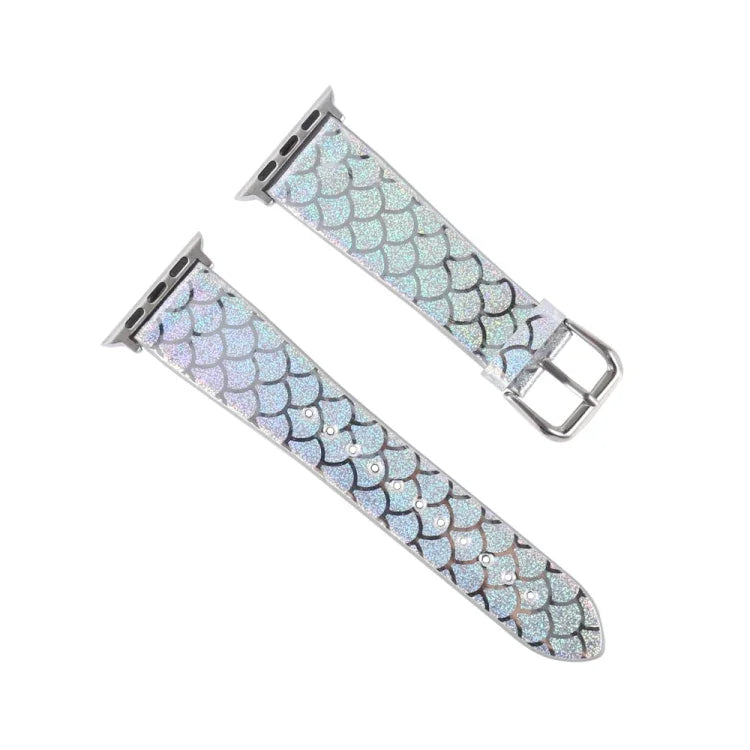 Bracelete de Substituição com Textura de Escama de Peixe Brilhante Descolorida, Para Apple Watch 5 & 4 40mm / 3 & 2 & 1 38mm, Para Apple Watch 5 & 4 44mm / 3 & 2 & 1 42mm